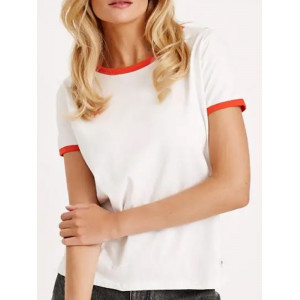 Tricou dama pentru imprimare prin sublimare cu bordura colorata